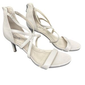 LifeStride Women's Beige Strappy Heeled Sandals Formal Spring Size 12